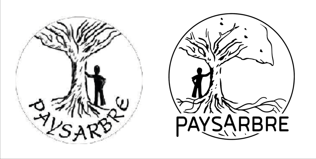 Le logo de Paysarbre : à gauche celui d'avant, à droite celui d'après
